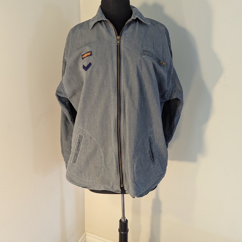 Doncaster Vintage Nautical Navy Blue Pinstripe Jacket Lightweight Casual Sz 12
